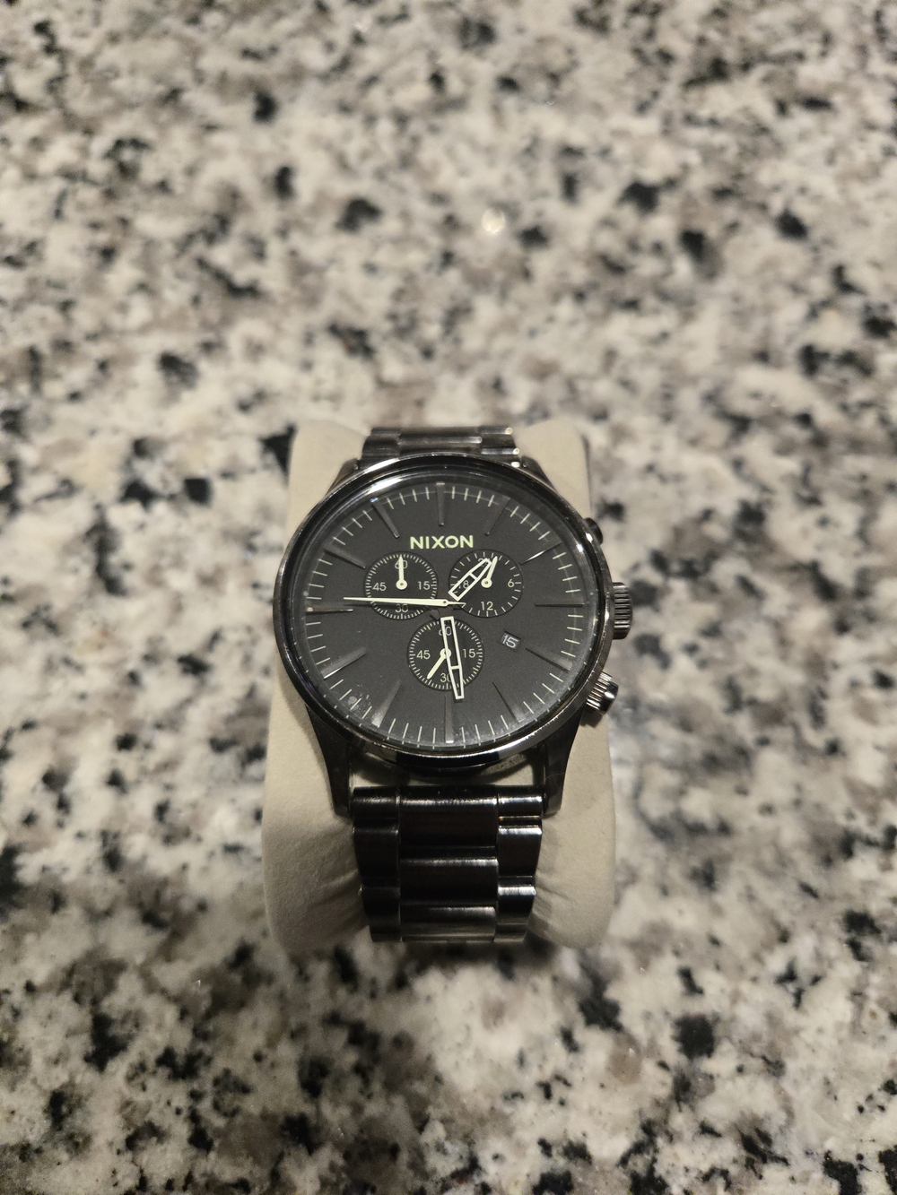 Nixon The Sentry Black and Green Stainless Chronograph Watch